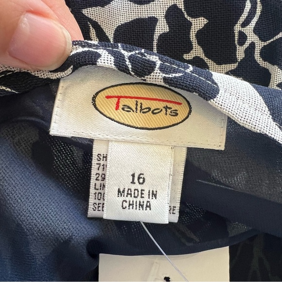 Talbots Vintage Navy Blue & White Floral Wrap Midi Skirt Silk & Wool Size 16 NEW - Picture 4 of 7